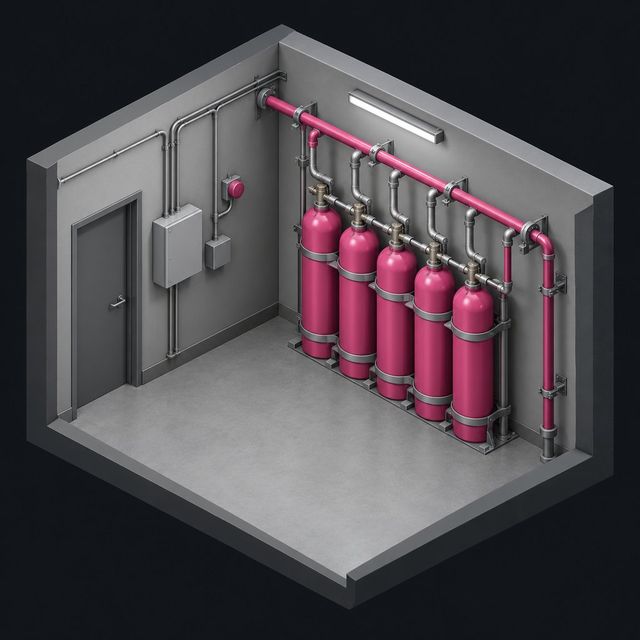 Иллюстрация: Газовое пожаротушение