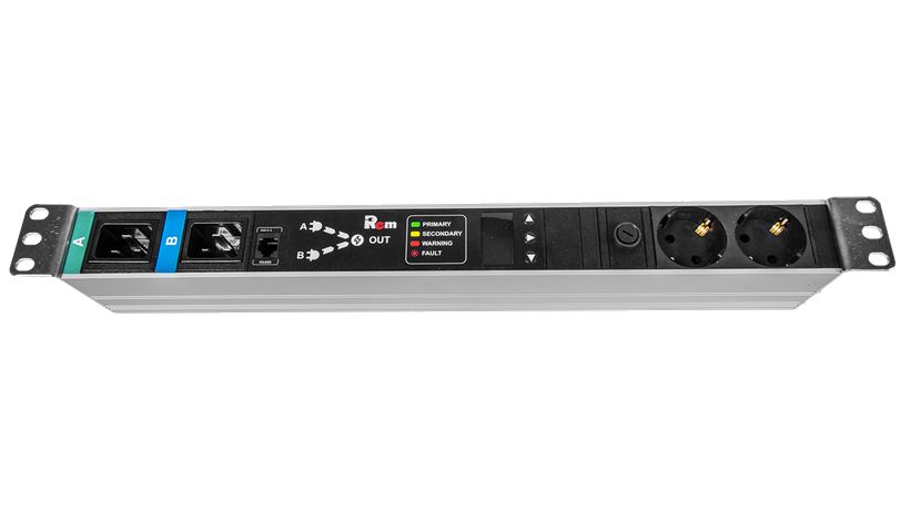Rem-16 с АВР, 2 × Schuko, вход 2 × C20, 19″ 1U (R-16-2S-T-440)