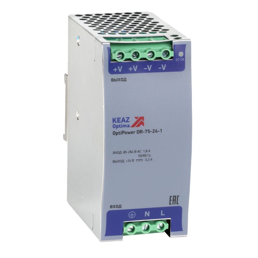 КЭАЗ OptiPower DR / DRP — блоки питания 24 В на DIN-рейку 15–240 Вт